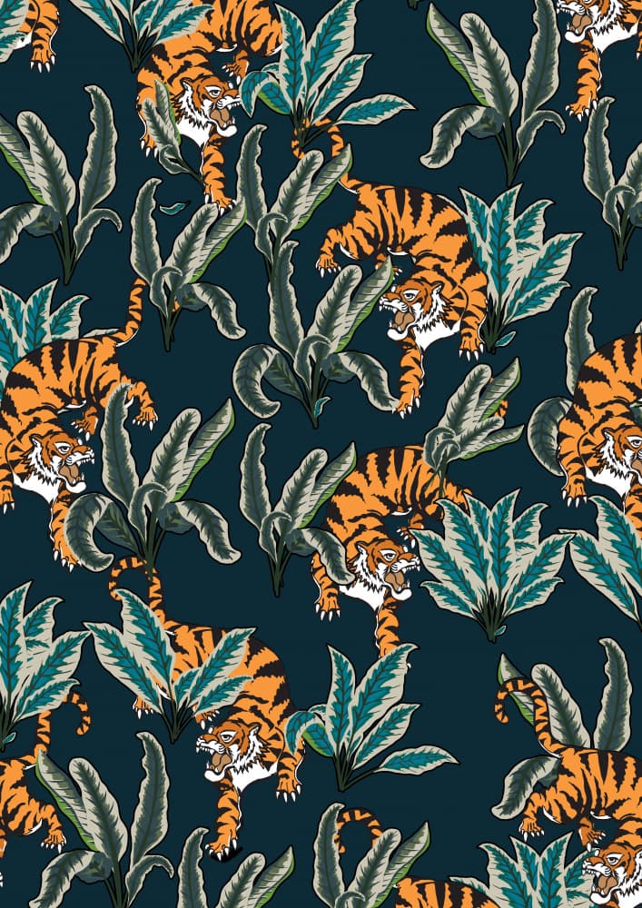 Wild Jungle Tiger Pattern by Nicholas — canvas wall art
