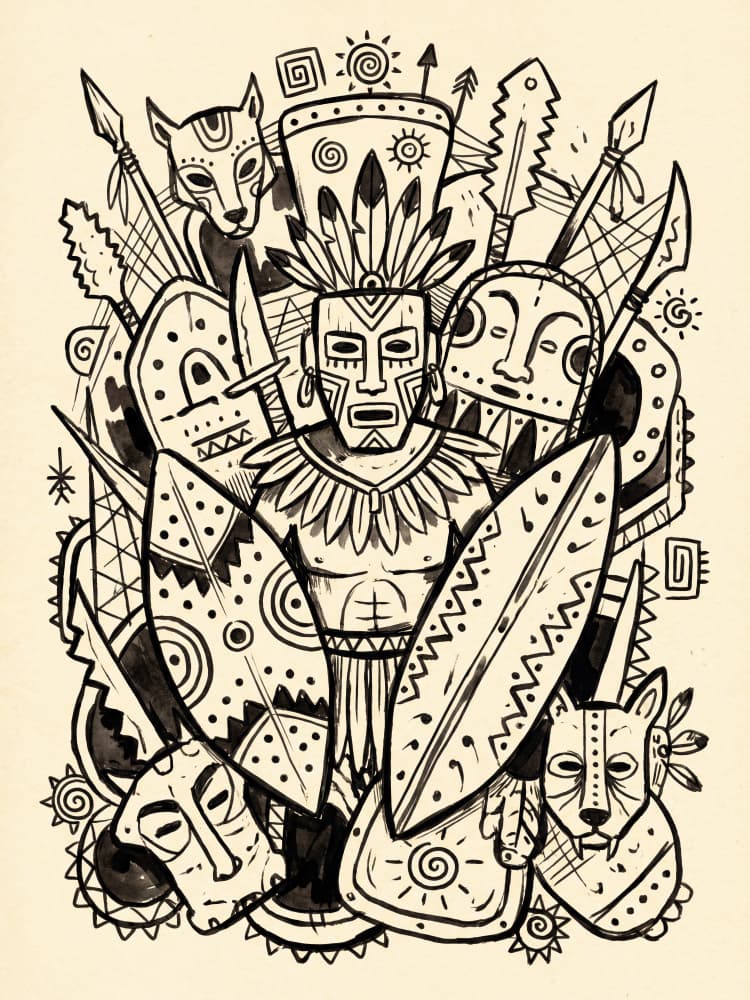 African Warrior Masks by Andreas Magnusson — canvas wall art