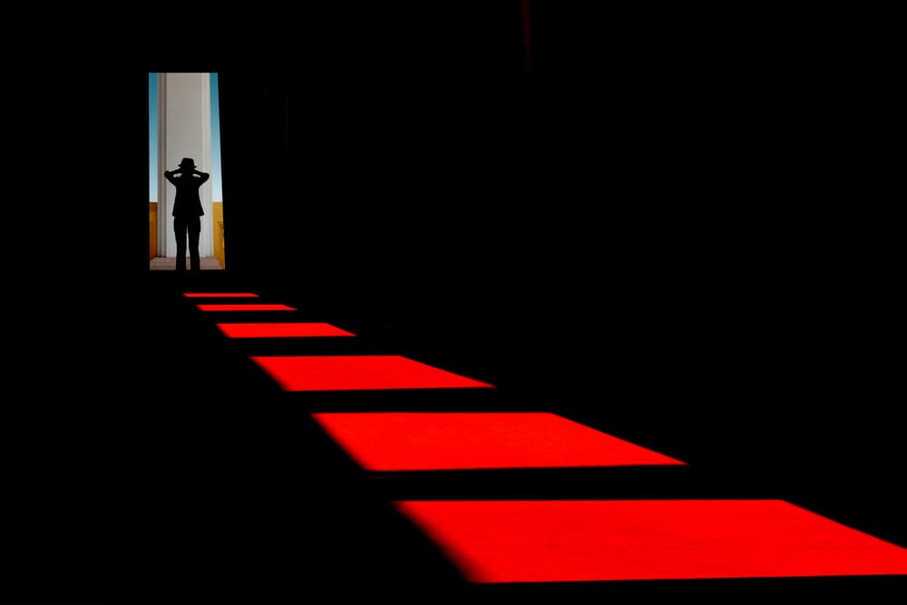 Silhouette on Red Path by Ekkachai Khemkum — canvas wall art