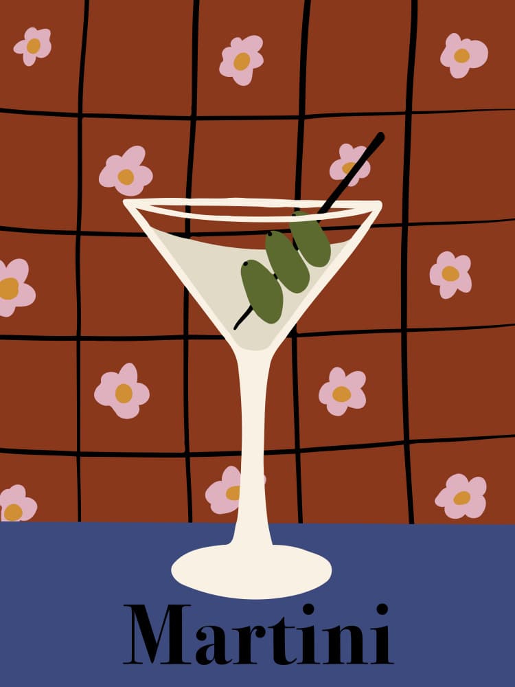 Retro Olive Martini by Miho Art Studio — canvas wall art