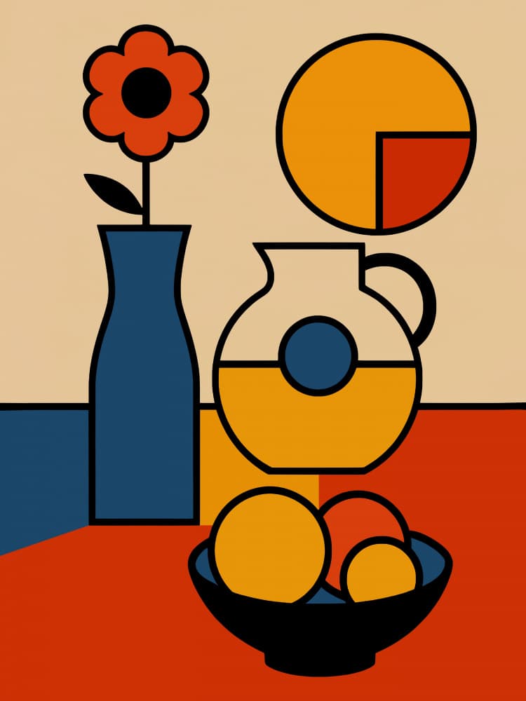Colorful Geometric Still Life by Little Dean — canvas wall art