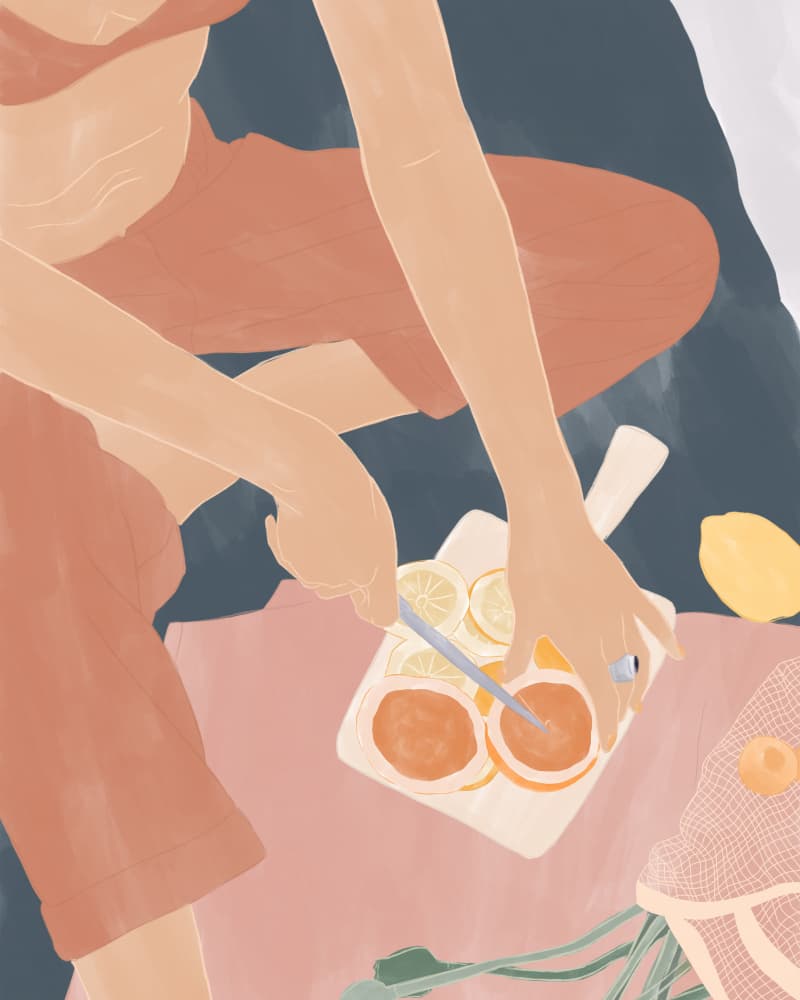Slicing Summer Citrus by Ivy Green Illustrations — canvas wall art