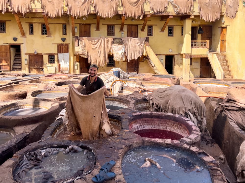 Traditional Tannery Worker by Ilana Lam — canvas wall art