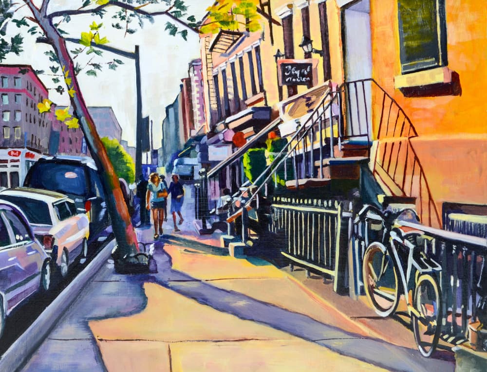 Sunny City Street by Maxine Shore — canvas wall art