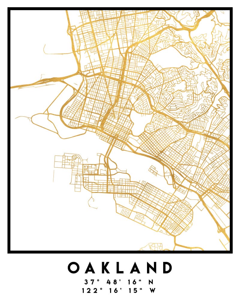 Oakland Gold Map by Emiliano Deificus — canvas wall art