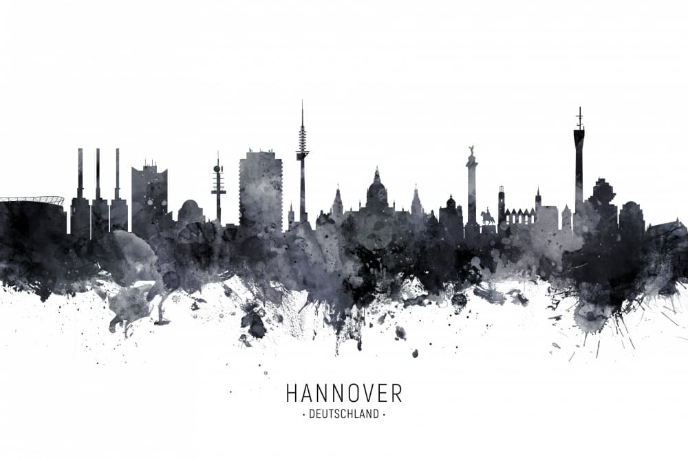 Hannover Germany Skyline by Michael Tompsett — canvas wall art