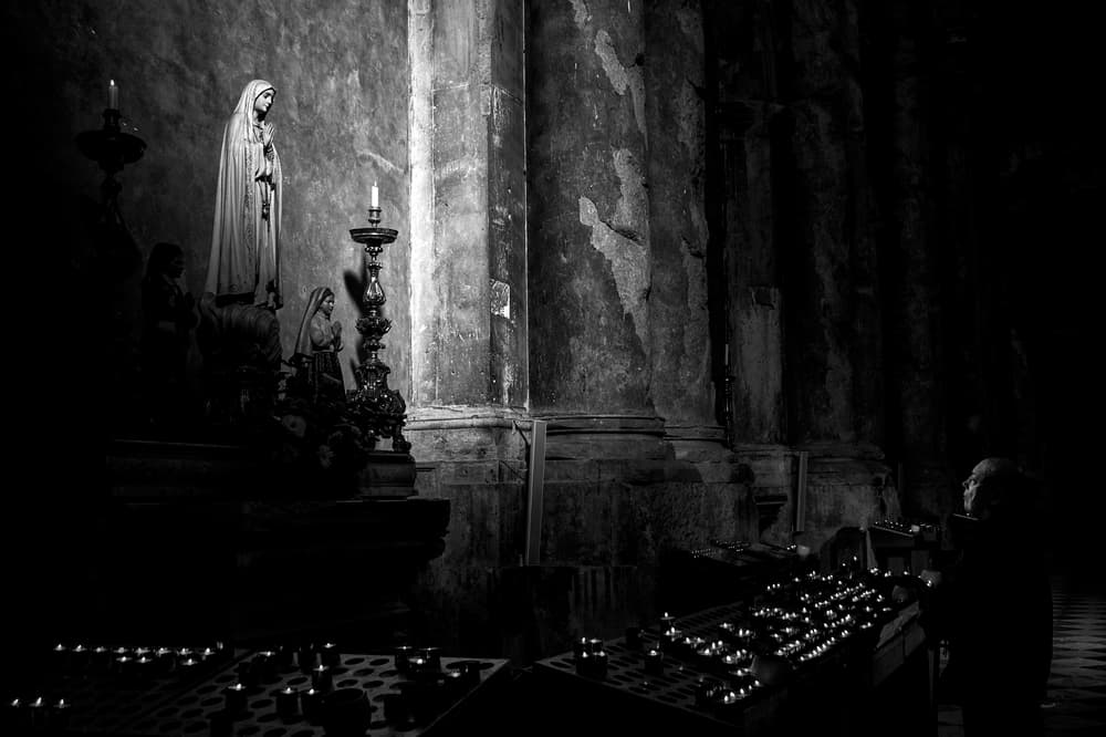 Sacred Candlelight Devotion by Fernando Alves — canvas wall art