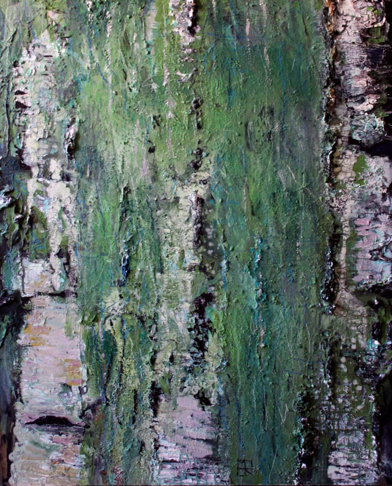 Green Mossy Birch Bark by Marina Nelson — canvas wall art