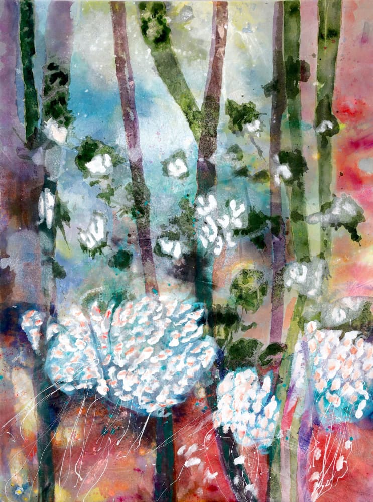 Painterly Forest Blooms by POOVI ART — canvas wall art