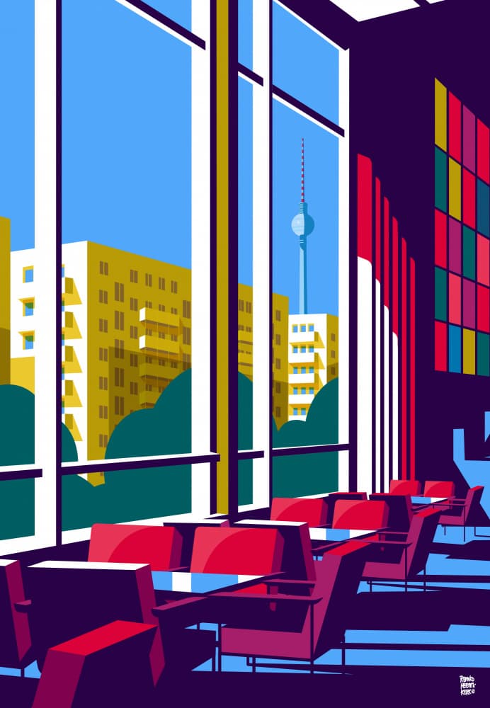 Retro Urban City View by Remko Heemskerk — canvas wall art
