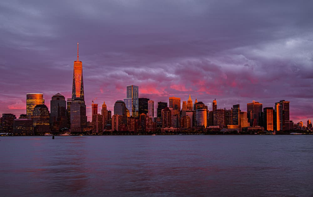 Vibrant New York Sunset by Bing Yu — canvas wall art