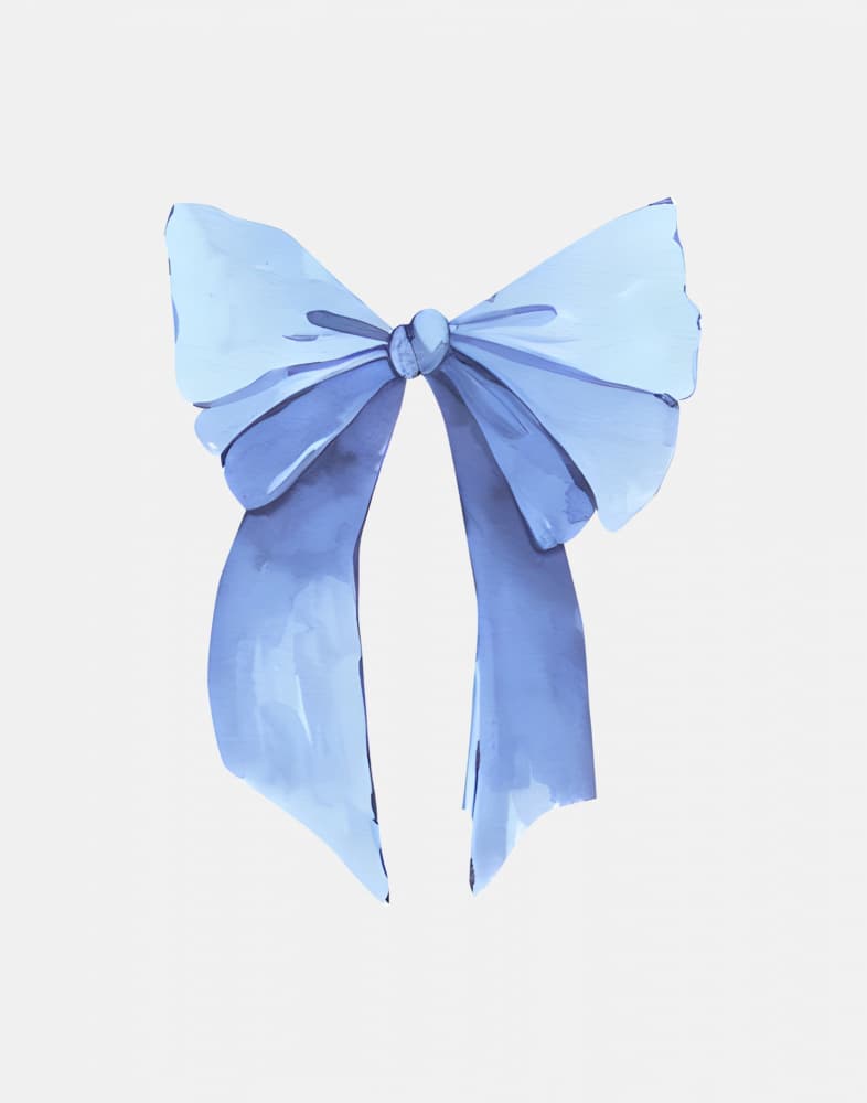Soft Blue Bow by Jolly and Dash — canvas wall art
