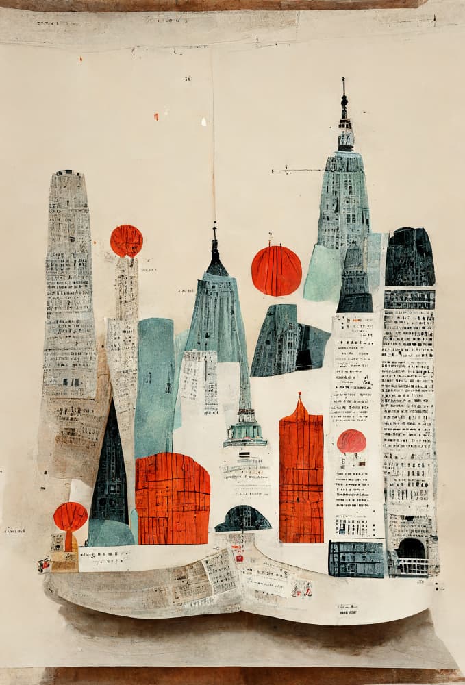 Cityscape Collage by Treechild — canvas wall art