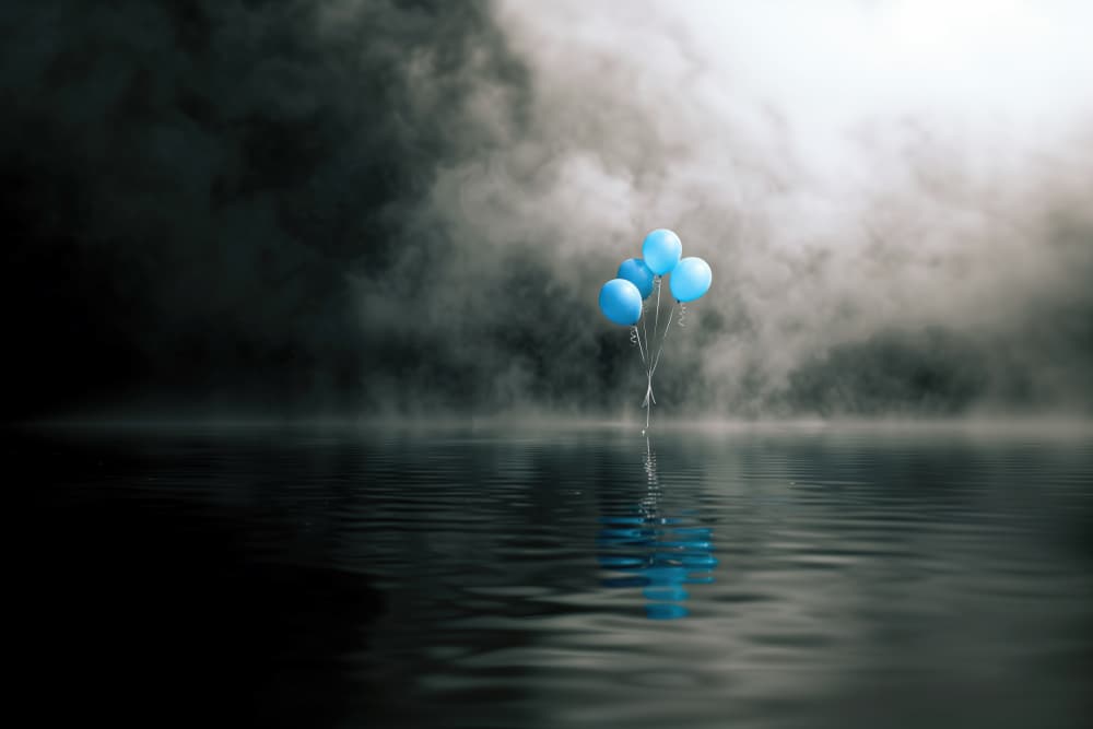 Blue Balloons Reflection by Hosam.Karara — canvas wall art