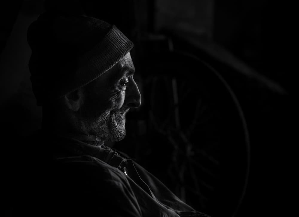 Smiling Man's Profile by Moris Raskin — canvas wall art
