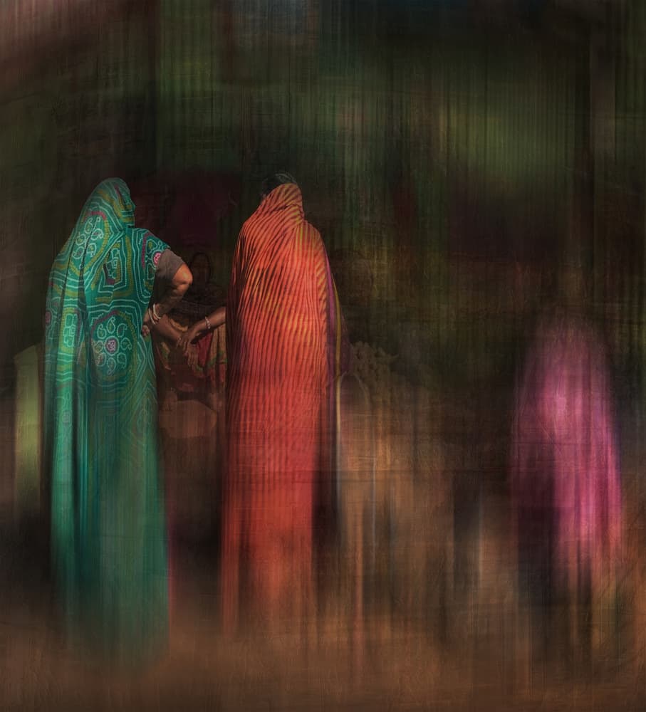Vibrant Sari Figures by Roxana Labagnara — canvas wall art