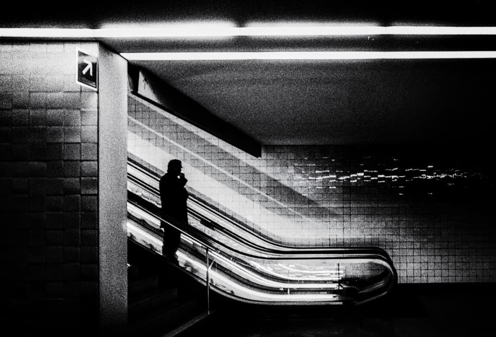 Subway Escalator Lights by Paulo Abrantes — canvas wall art
