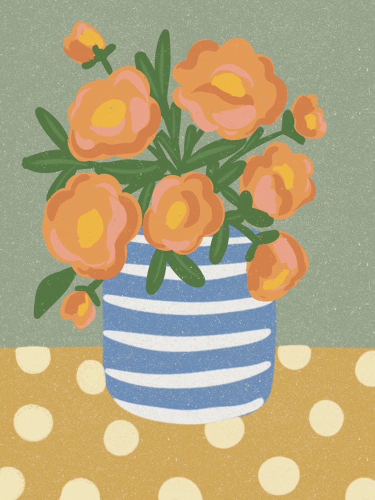 Orange Floral Still Life by Nikita Jariwala — canvas wall art