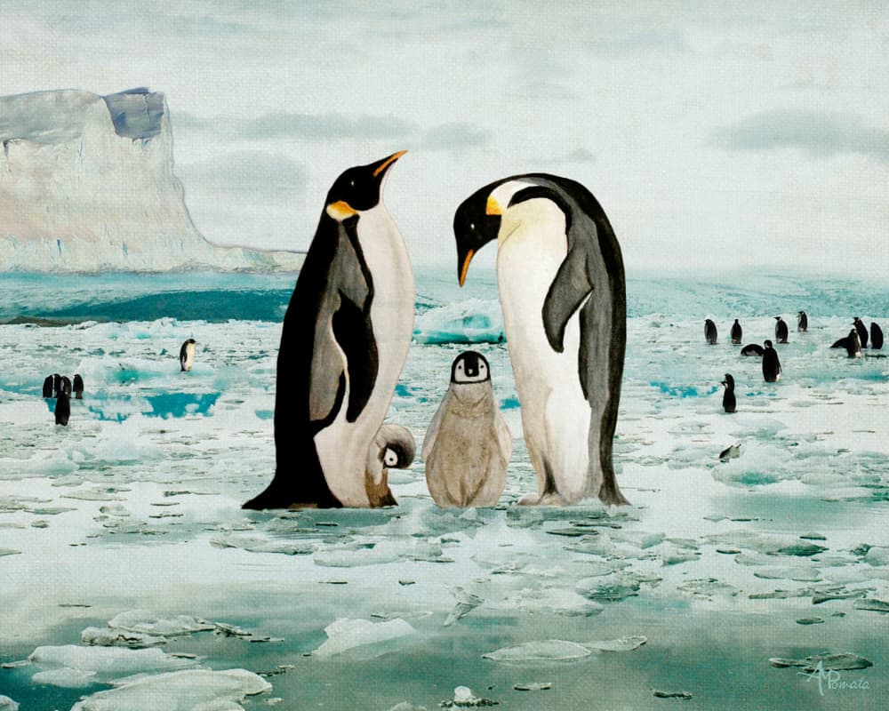 Emperor Penguin Family by Angeles M. Pomata — canvas wall art