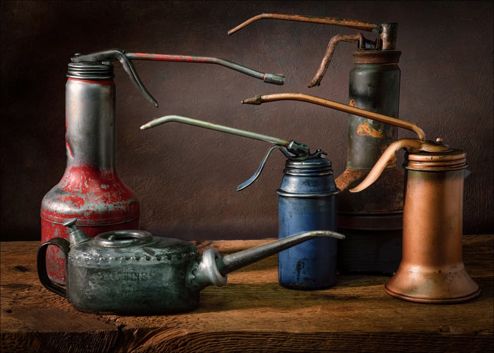 Vintage Oil Can Collection by Jon  Kinney — canvas wall art
