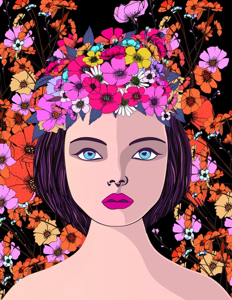 Vibrant Floral Portrait by Nicholas — canvas wall art
