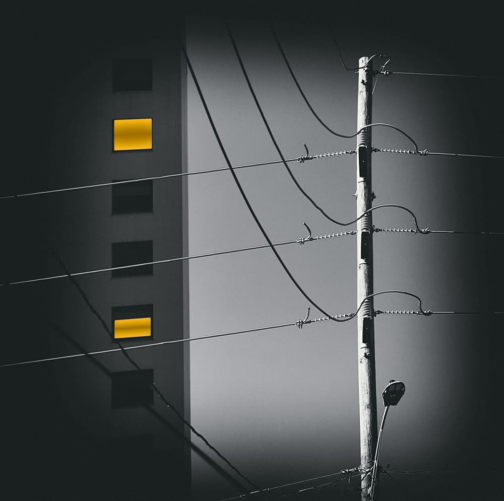 Urban Grid Glow by Michael Burlak — canvas wall art