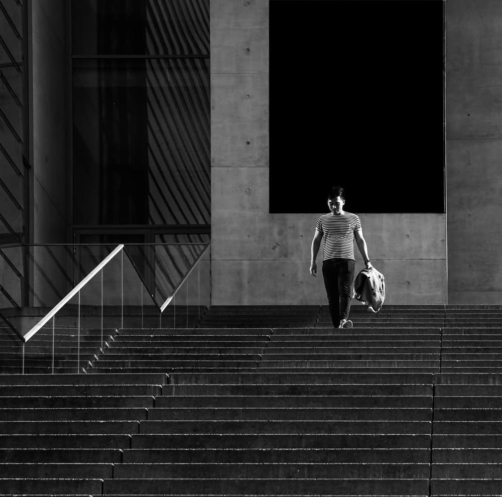 Man on Modern Steps by Anna Niemiec — canvas wall art