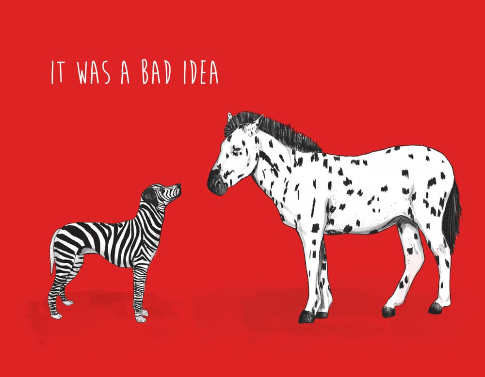 Bad Idea Funny Animals by Balazs Solti — canvas wall art