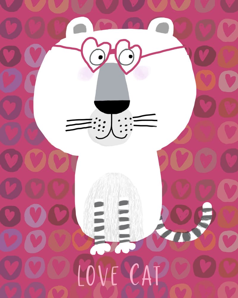 Love Cat Heart Glasses by Carla Daly — canvas wall art