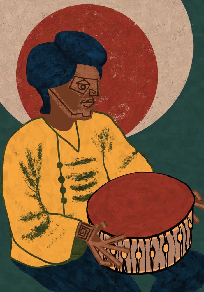 Rhythmic Folk Drummer by Gulcihan Ozguc — canvas wall art