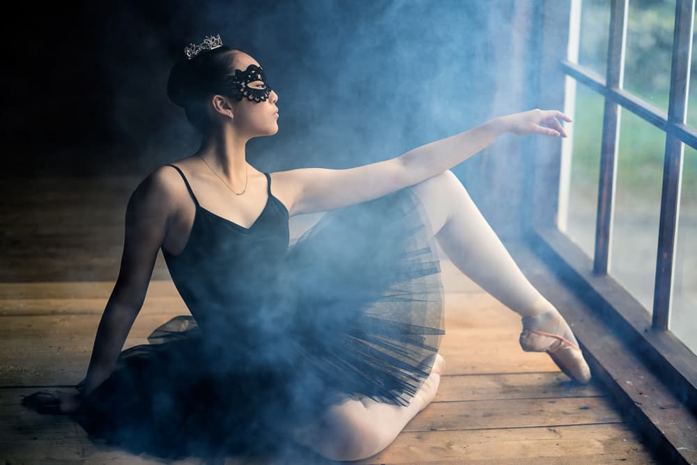 Elegant Masked Ballerina by Katarina Holmström — canvas wall art