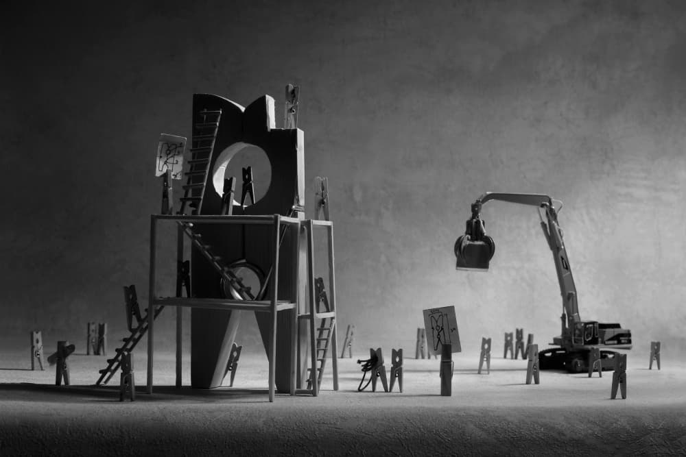 Clothespin Protest Construction by Victoria  Glinka — canvas wall art