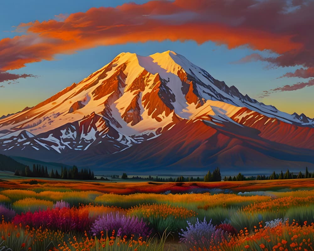 Colorful Mountain Sunset by Kintsugi99 — canvas wall art