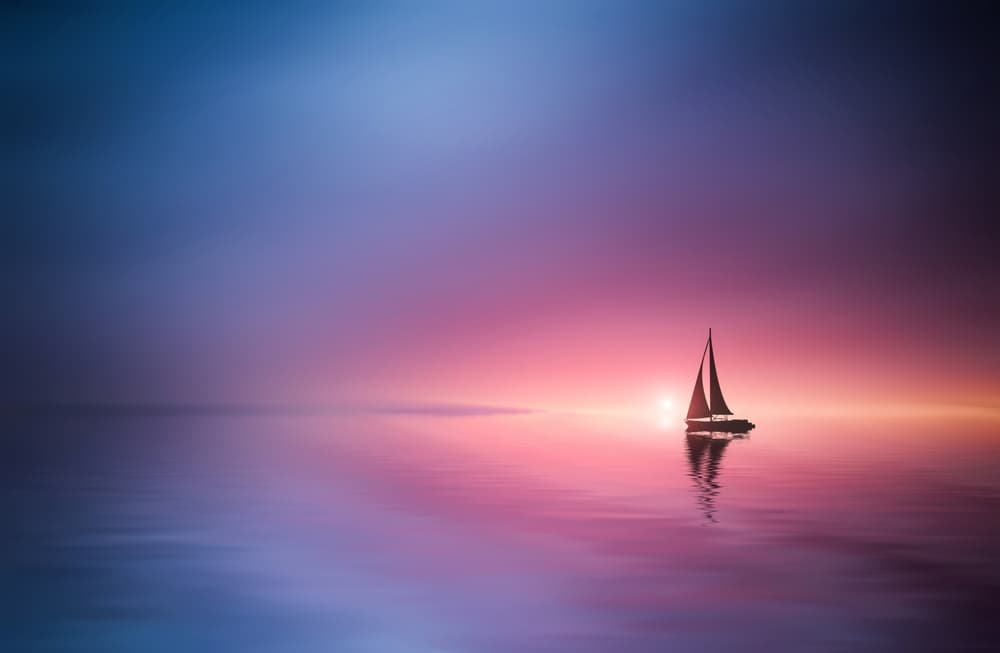 Vibrant Sunset Sailboat by Bess Hamiti — canvas wall art