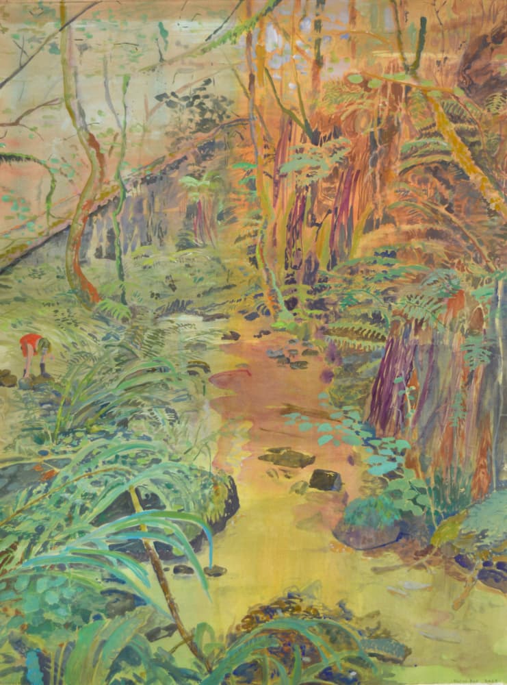 Golden Jungle Stream by Karin Bos — canvas wall art