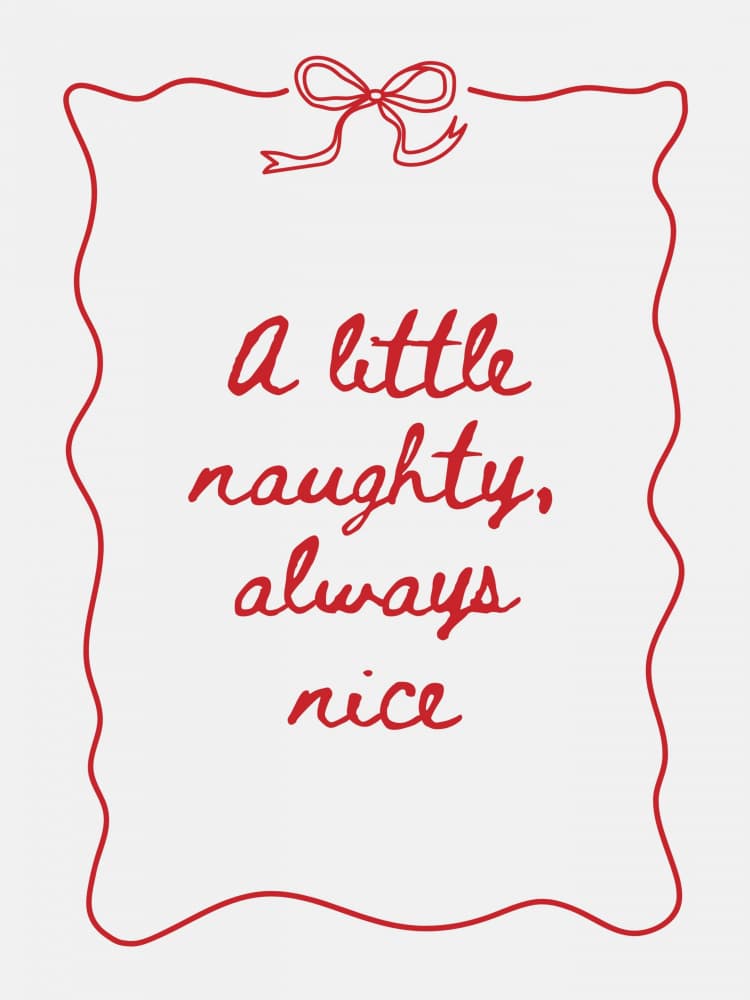 Naughty Nice Festive Quote by Jolly and Dash — canvas wall art