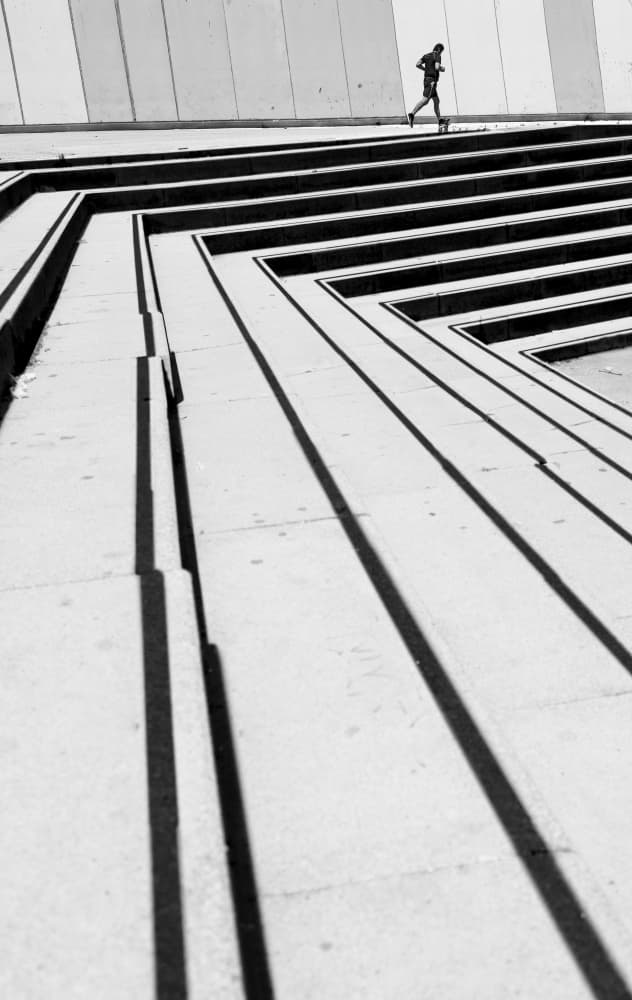 Running Up Modern Stairs by Anna Niemiec — canvas wall art