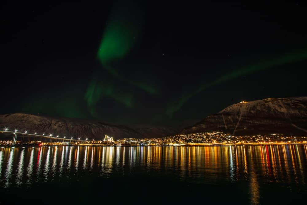 Northern Lights City Reflections by Par Soderman — canvas wall art