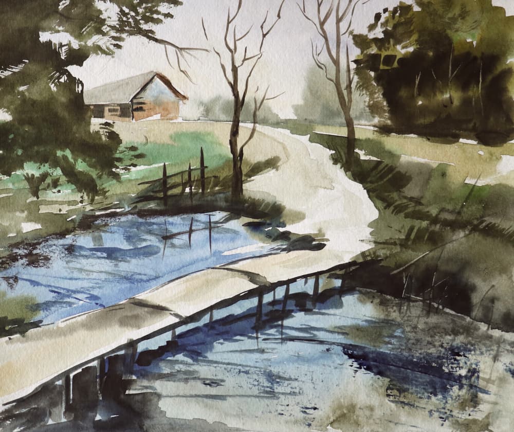 Rustic Bridge Countryside by Santhosh ch — canvas wall art