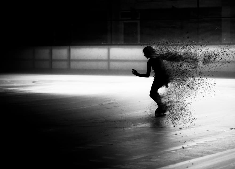 Vanishing Ice Skater by Erkan Camlilar — canvas wall art