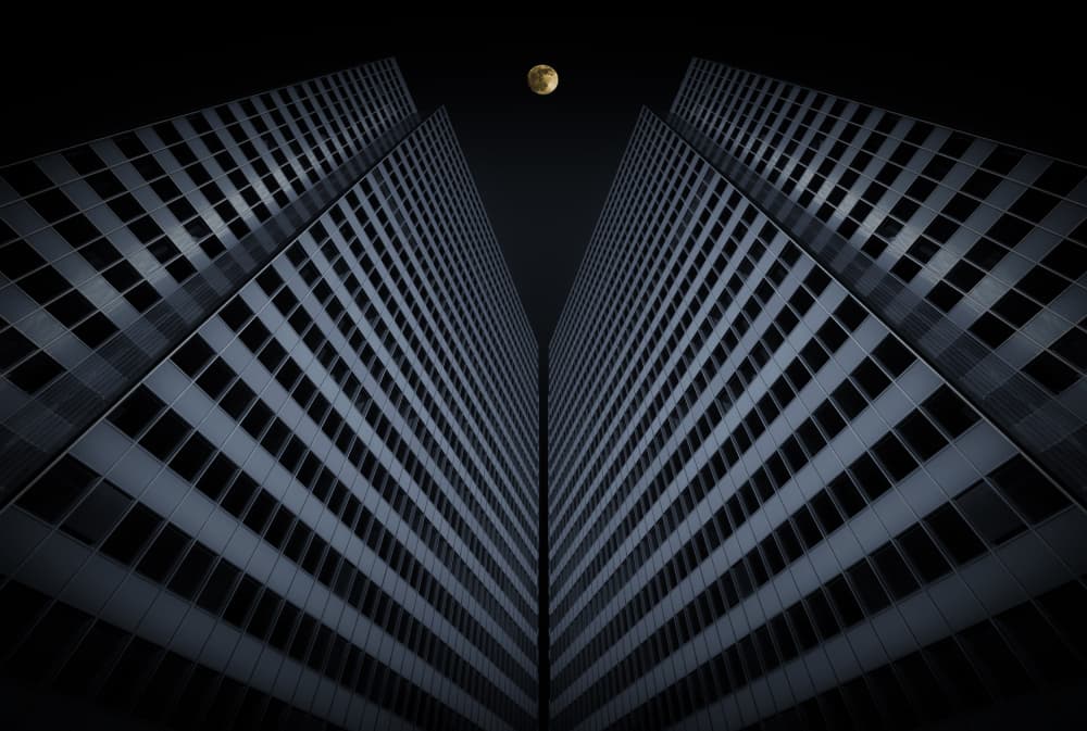 Moonlit City Towers by Roland M Schwerdtfeger — canvas wall art