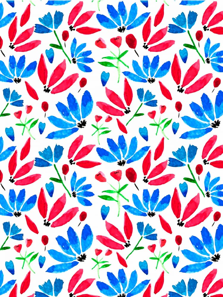 Watercolor Floral Pattern by Elizabeth C — canvas wall art
