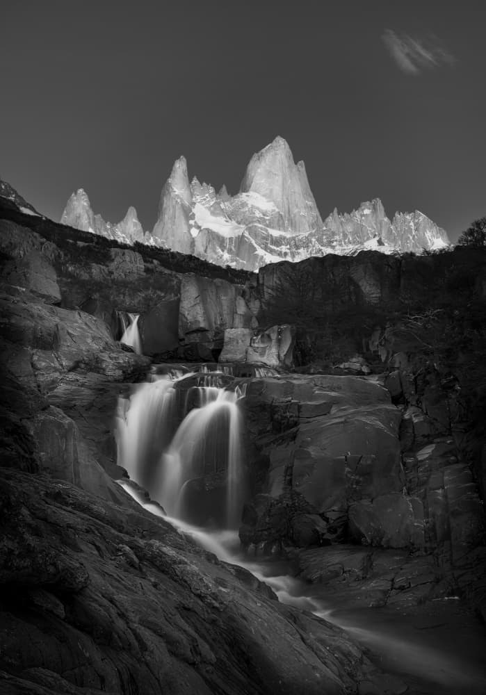 Majestic Fitz Roy Waterfall by Rong Wei — canvas wall art