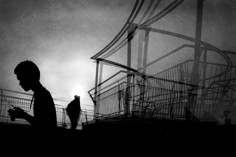 Urban Silhouette Layers by Ekkachai Khemkum — canvas wall art