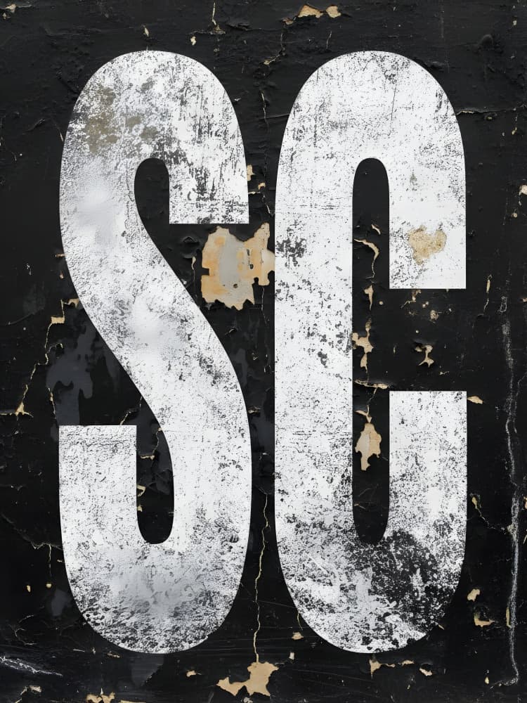 Distressed SC Letters by HUGO — canvas wall art