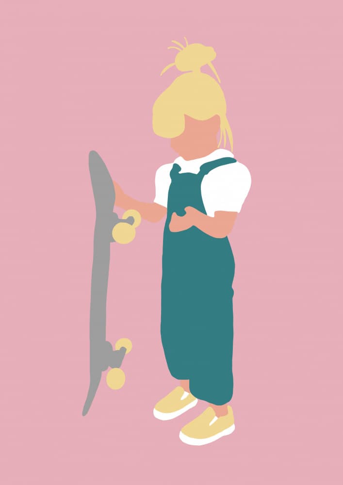 Skater Girl Pink by Tine Taler — canvas wall art