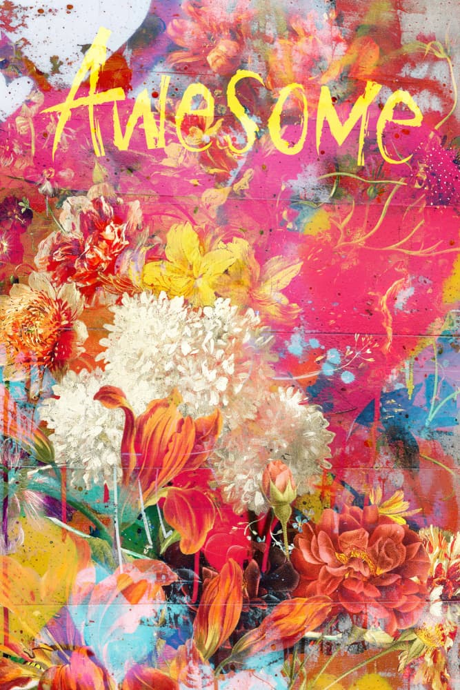 Awesome Floral Graffiti by Marja van den Hurk — canvas wall art