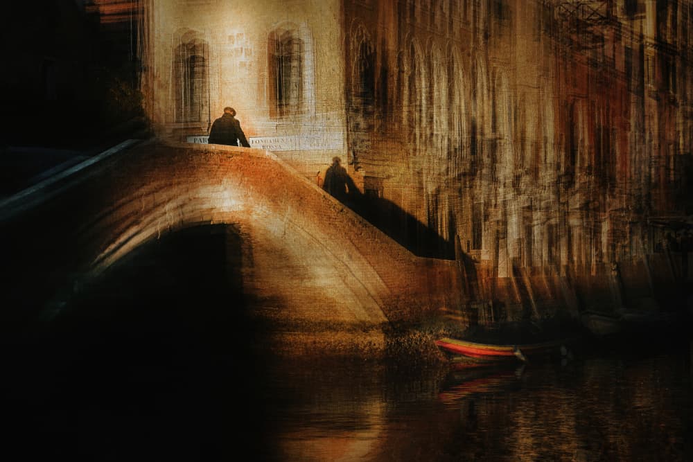 Night Figures on Bridge by Damijan Sedevcic — canvas wall art