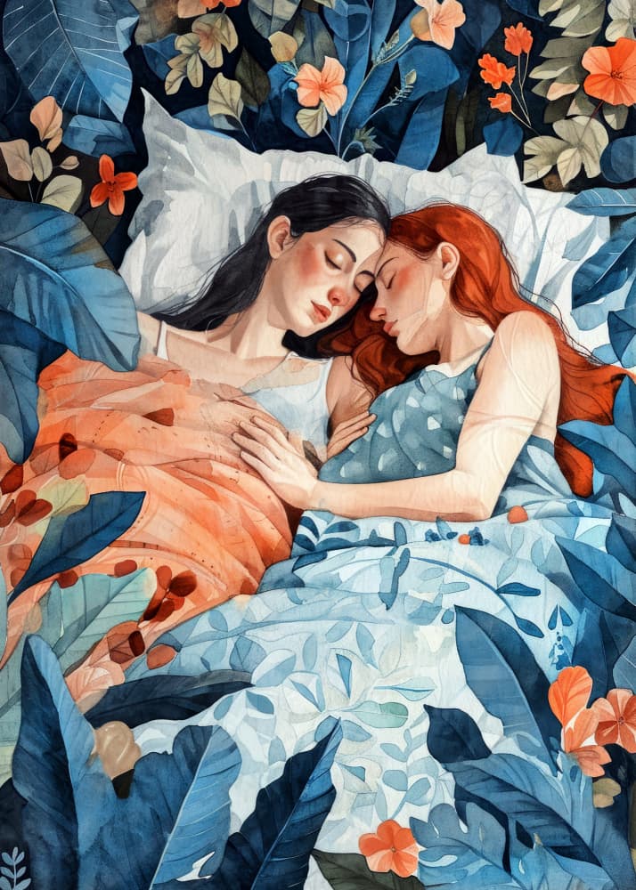 Lovers in a Floral Bed by Justyna Jaszke — canvas wall art
