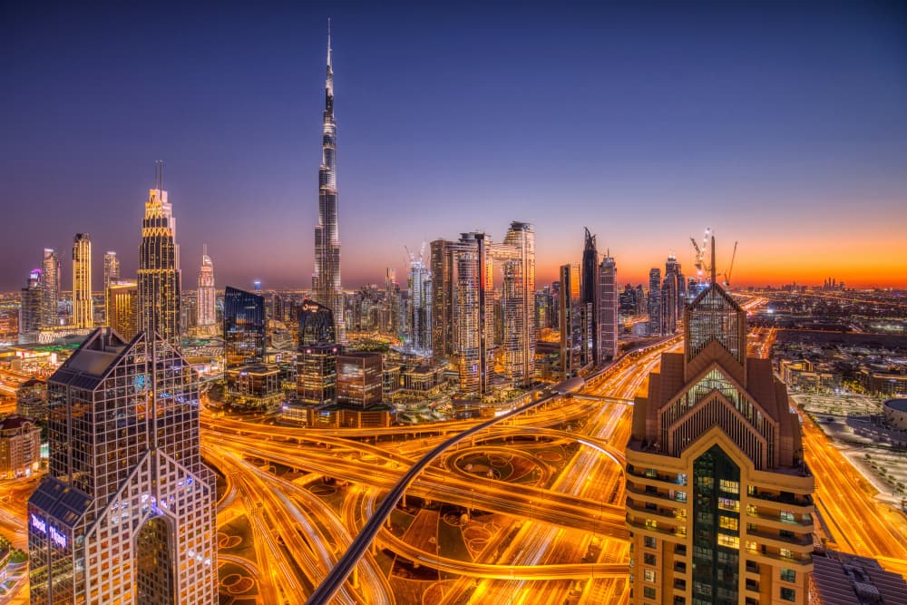 Vibrant Dubai Dusk by Judith Kuhn — canvas wall art